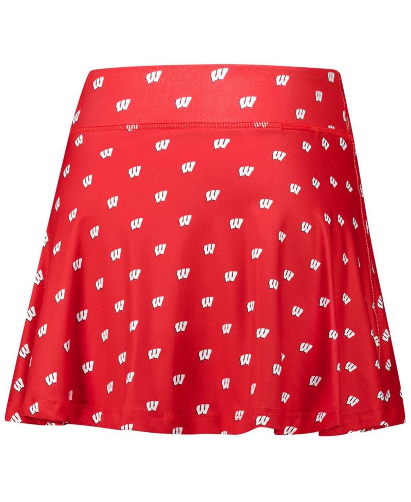 Women's Red Wisconsin Badgers Allover Print Flowy Skirt