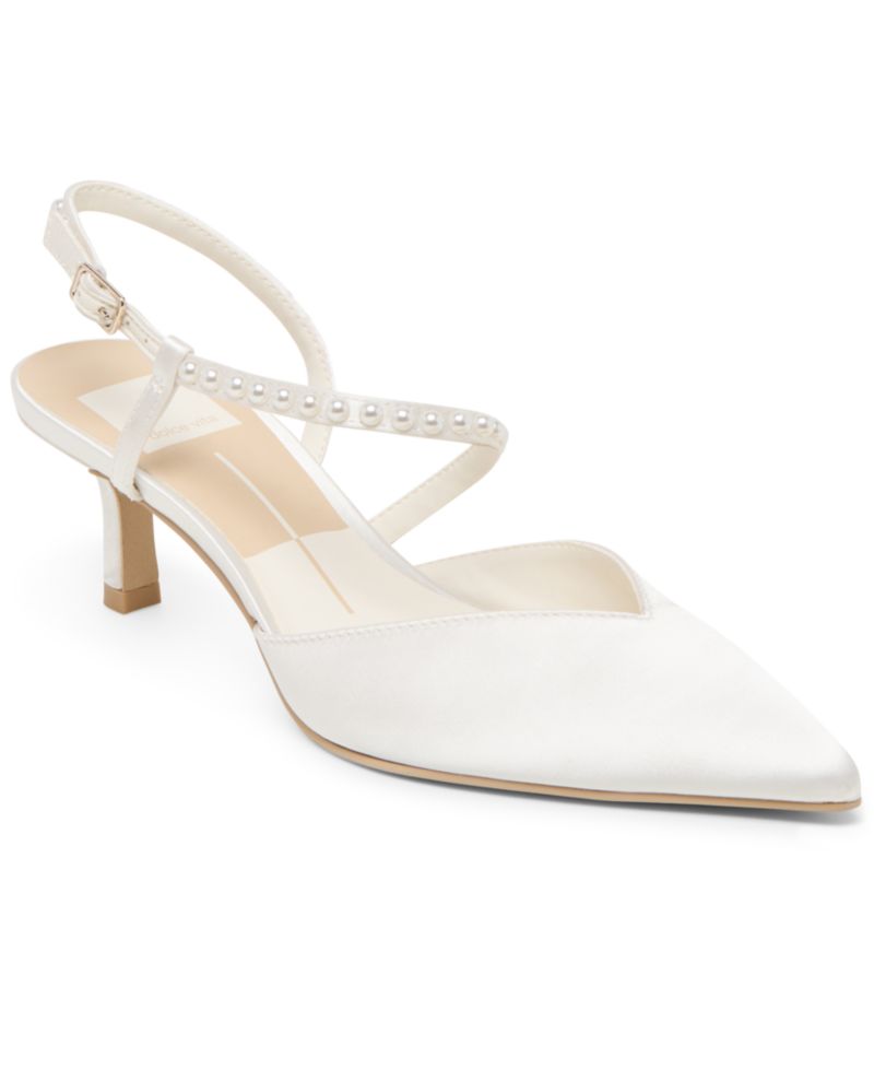 Women's Kamra Pearl Mid Satin Strappy Kitten Heel Pumps
