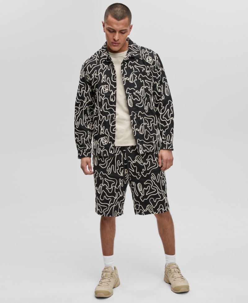 Men's Floral Embroidered Shorts