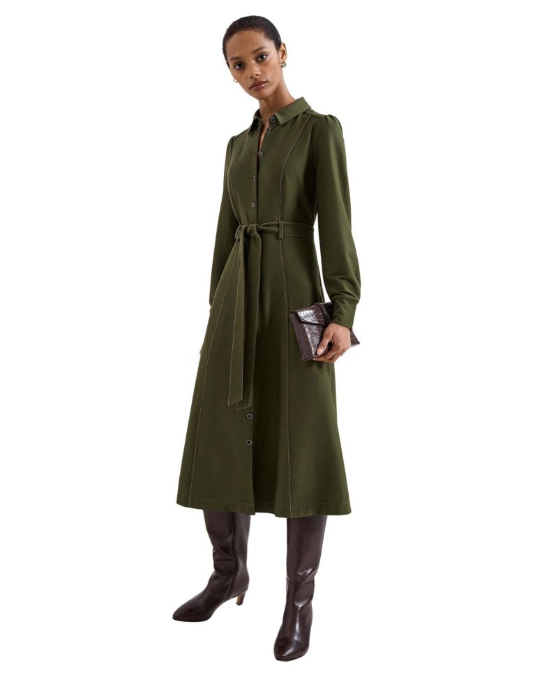 Women's Avenly Long Sleeve Belted Midi Shirt Dress