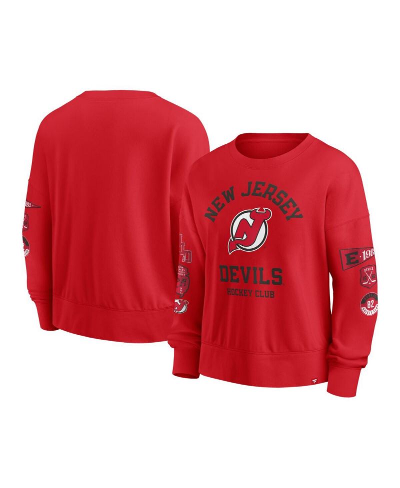 Women's Red New Jersey Devils Go Team Pullover Sweatshirt