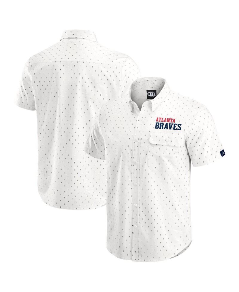 Darius Rucker Collection by Men's Cream Atlanta Braves Printed Button-Down Shirt