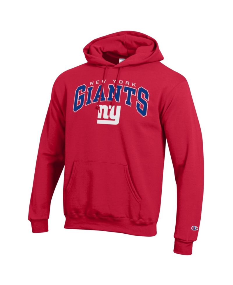 Men's Red New York Giants Powerblend Arch over Logo Hoodie