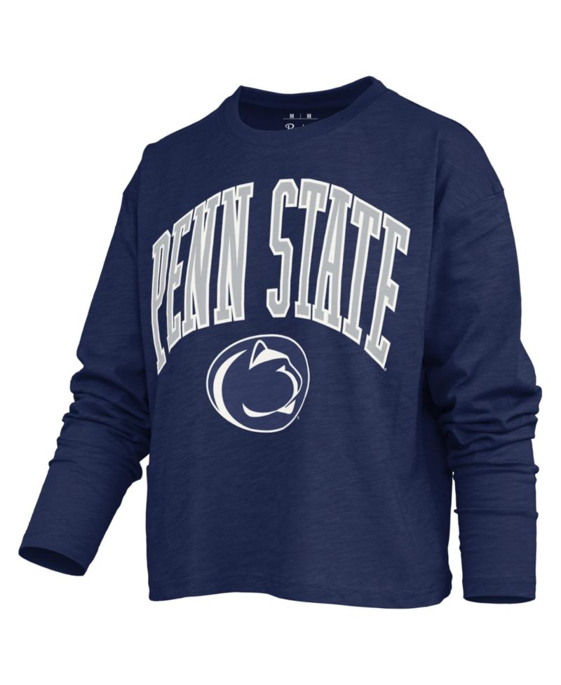 Women's Motley Penn State Nittany Lions Burnout Boxy Long-Sleeve Crewneck T-Shirt