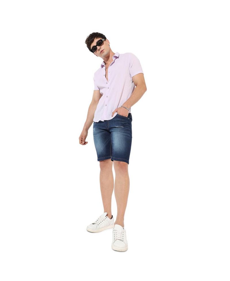 Men's Lavender Textured Regular Fit Casual Shirt