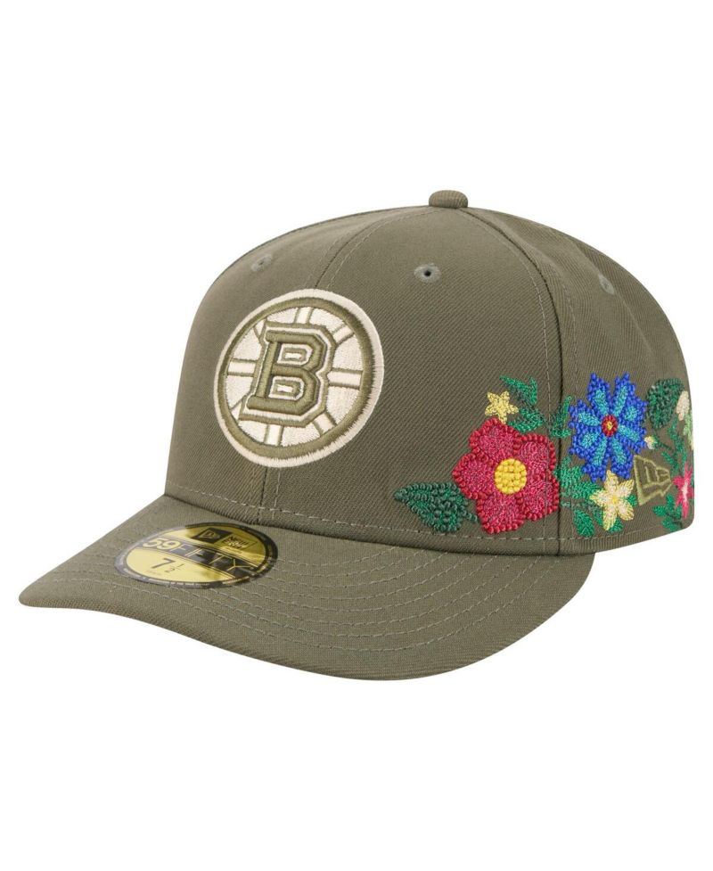 Men's Olive Boston Bruins Tonal Florals 59FIFTY Fitted Hat