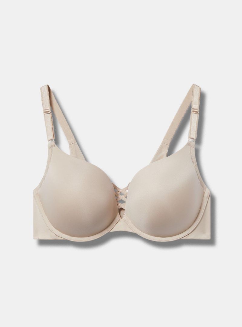 Women's XO Plunge Push-Up Smooth Bra with Crisscross Design