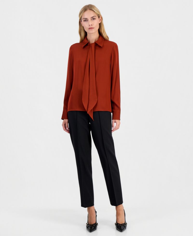 Women's Solana Long-Sleeve Button-Down Silk-Blend Blouse
