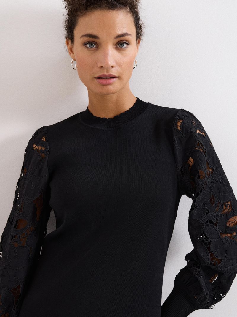 Women's Harriet Lace Sleeve Round Neck Jumper