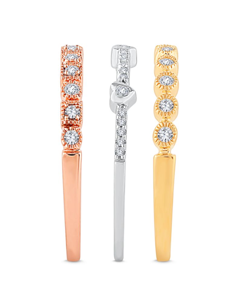 3-Pc. Set Diamond Stacking Rings (3/8 ct. t.w.) in 14k Gold, White Gold & Rose Gold