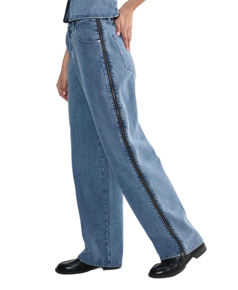 Women's Zip Seam Detail Straight Leg Denim Jeans