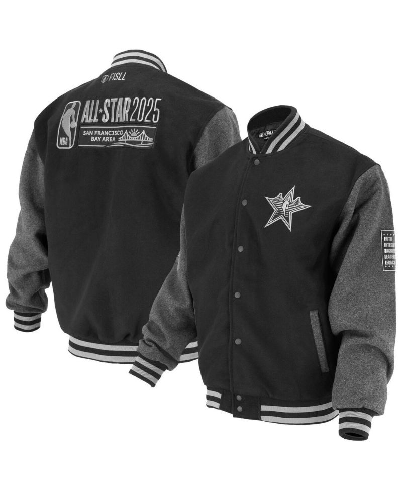 Men's and Women's Black 2025 All-Star Game Full-Snap Varsity Jacket