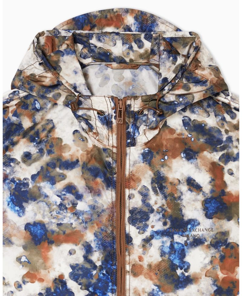 Men's Watercolor Print Nylon Windbreaker
