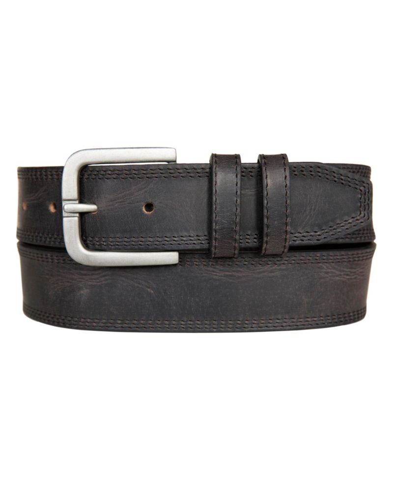 Men's Triple Needle Stitched Leather Belt
