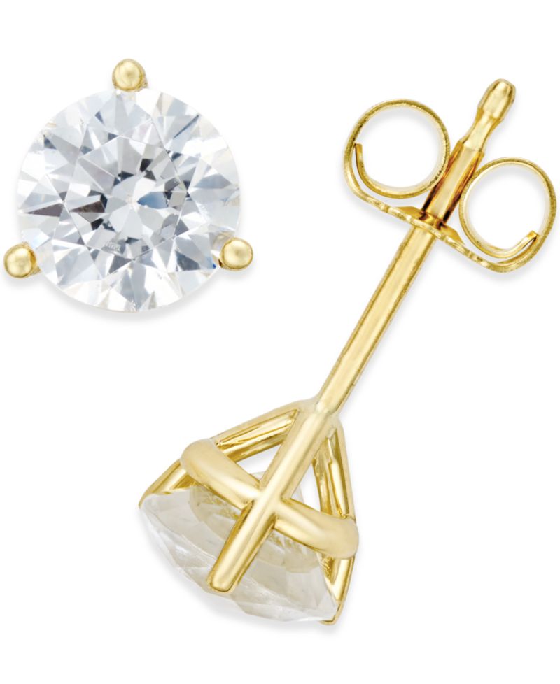 Certified Near Colorless Diamond 3-Prong Stud Earrings (1/4-2 ct. t.w.) in 18k White or Yellow Gold