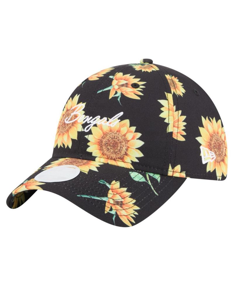 Women's Black Cincinnati Bengals Adventure Sunflower 9TWENTY Adjustable Hat