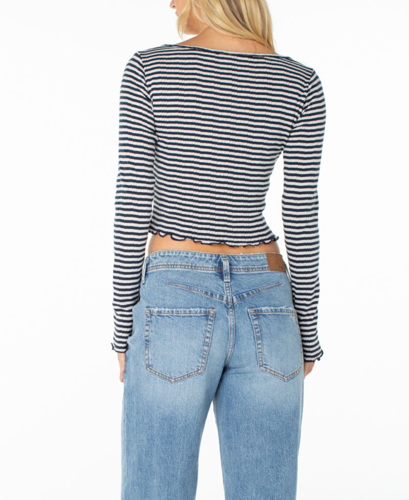 Women's Waterside Striped Long-Sleeve Scoop Neck Top