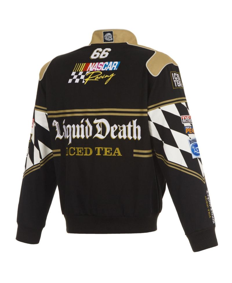 Men's Black NASCAR Liquid Death Full-Snap Twill Uniform Jacket