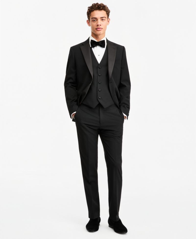 Men's Modern-Fit Flex Stretch Black Tuxedo Pants