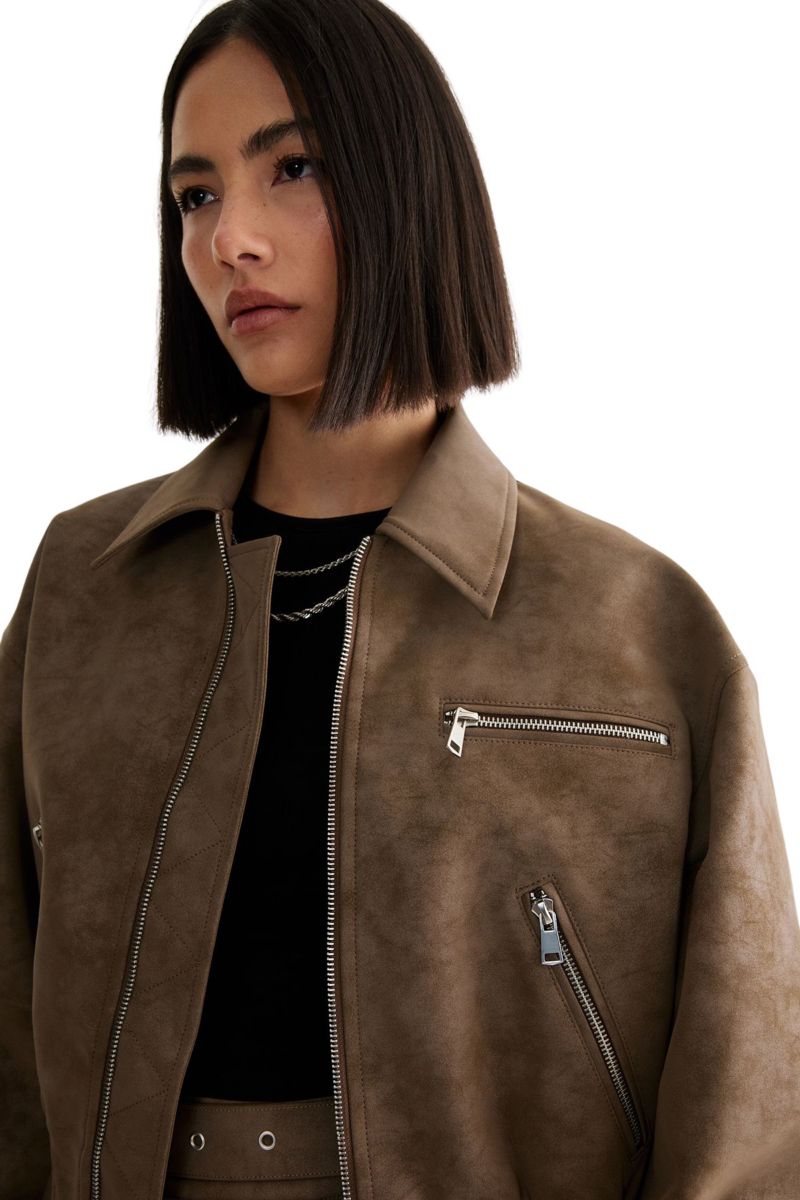 Women's Faux Leather Bomber Jacket