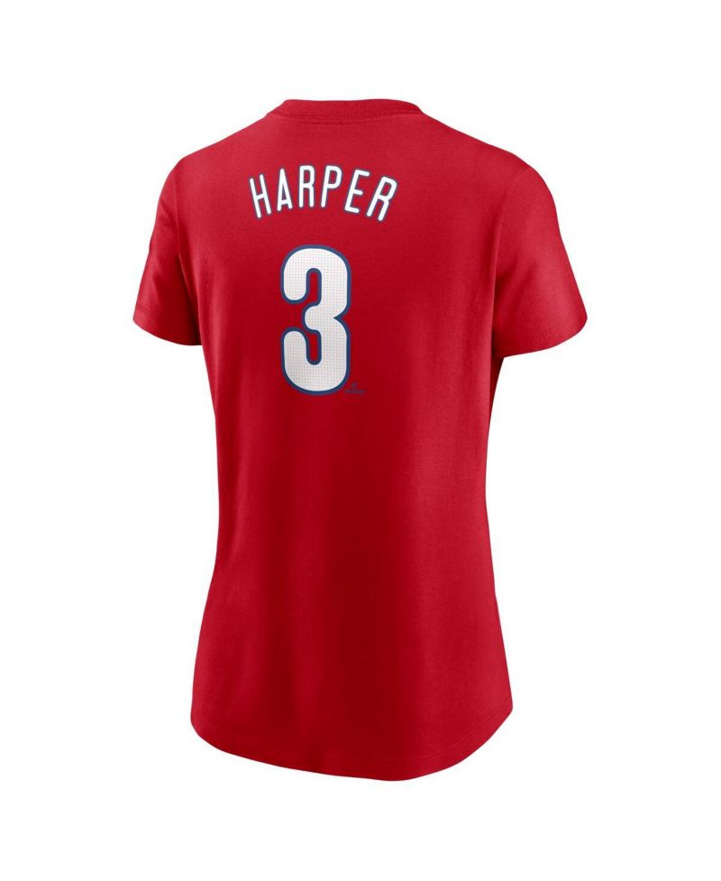 Women's Bryce Harper Red Philadelphia Phillies Fuse Name & Number T-Shirt