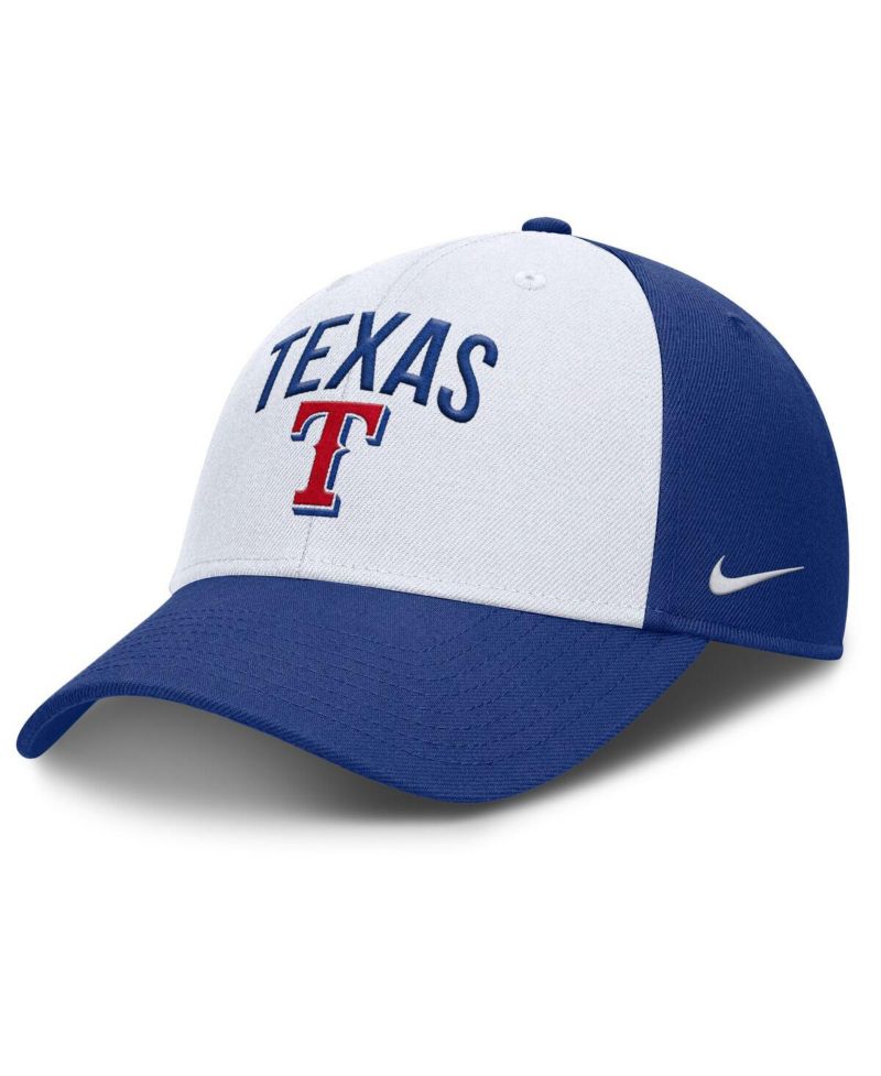 Men's White/Royal Texas Rangers Club Performance Adjustable Hat