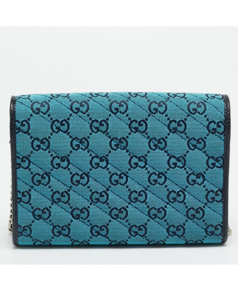 Women's GG Marmont Diagonal Quilt Canvas Wallet on Chain