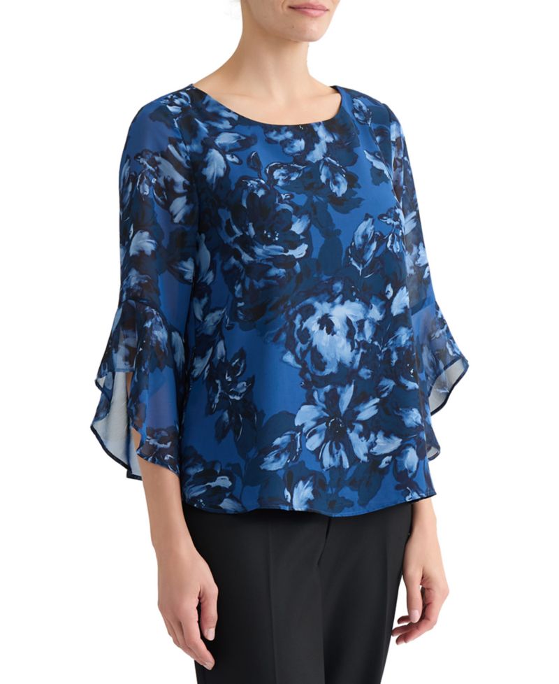 Women's Boat-Neck Ruffle-Sleeve Blouse