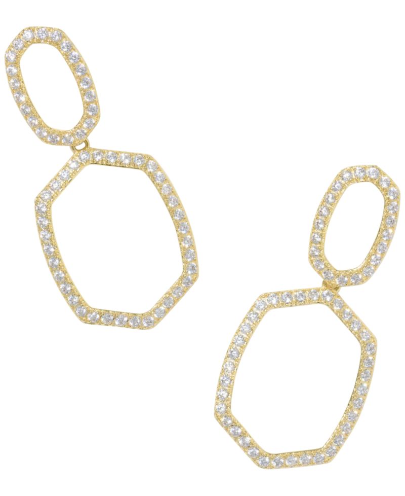 Cubic Zirconia Open Daphne Pave Open Frame Drop Earrings