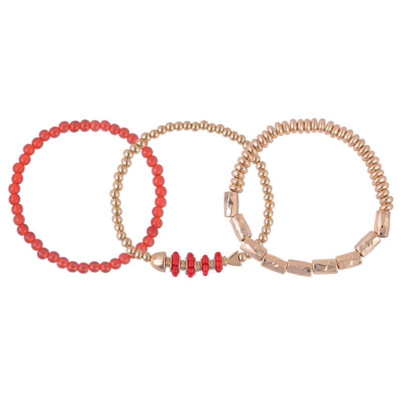 Gold Tone 3 Piece Stretch Bracelet Set