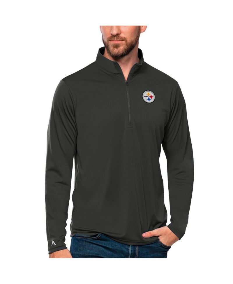 Men's Charcoal Pittsburgh Steelers Tribute Quarter-Zip Lightweight Pullover Sweatshirt