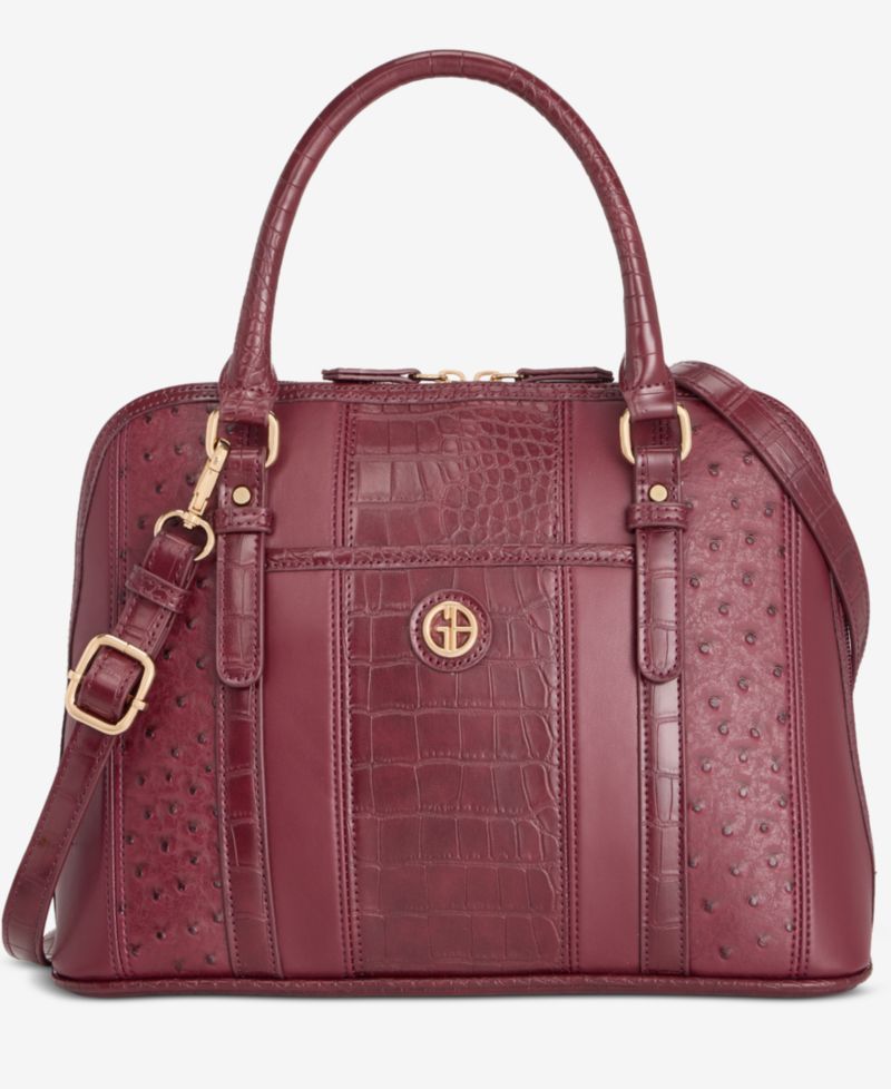 Mixed Media Detailed Dome Satchel