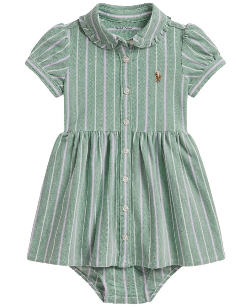 Baby Girls' Striped Knit Oxford Shirtdress with Bloomer, 2-Piece Set