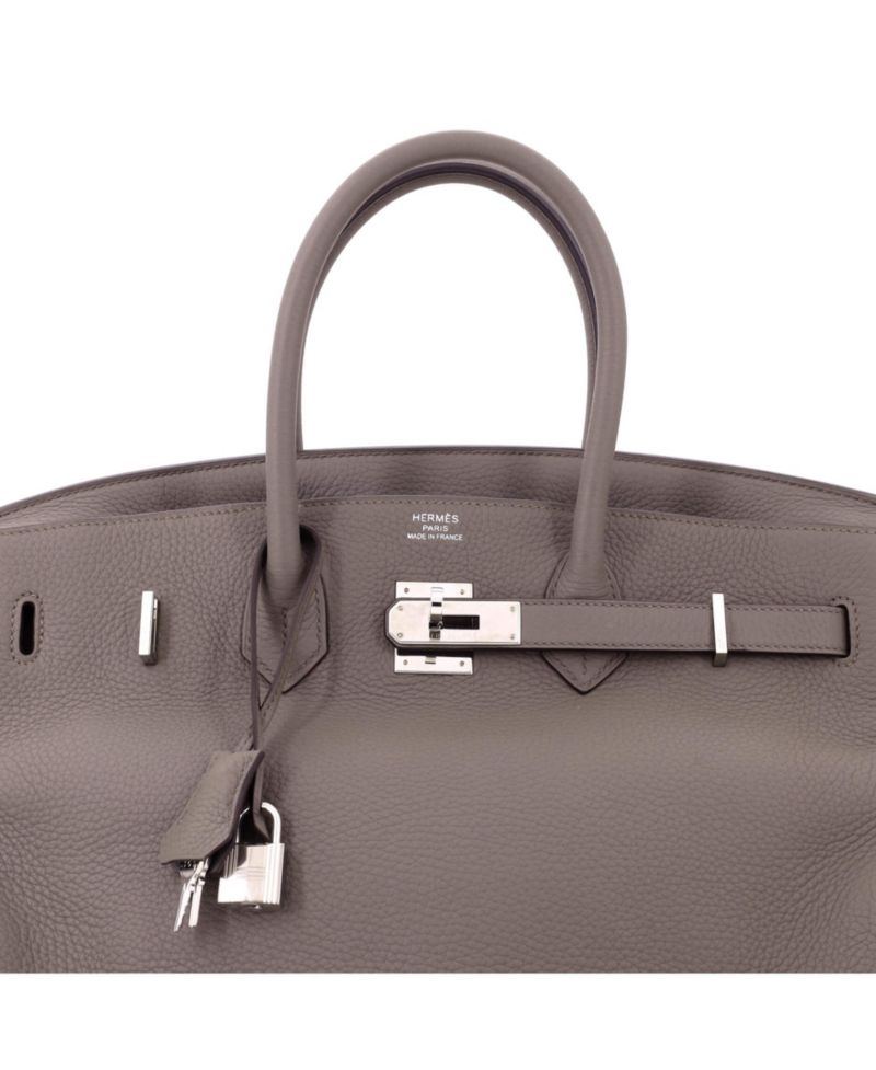 Pre-Owned Hermes Birkin 35 Handbag Grey Clemence with Palladium Hardware