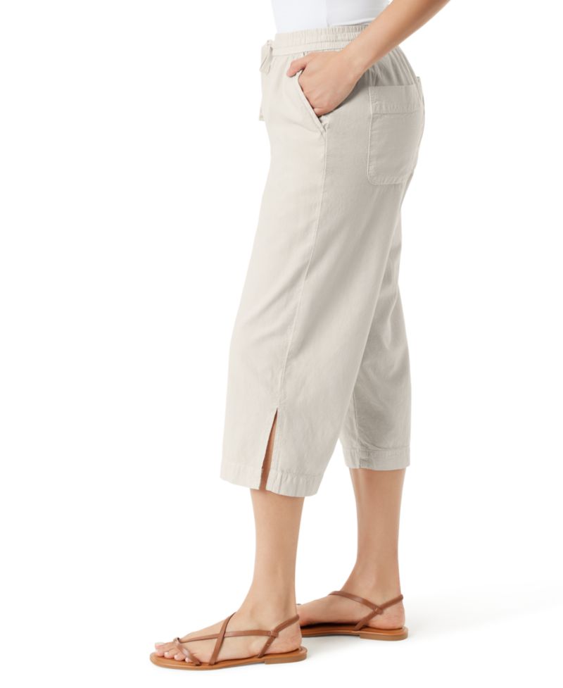 Women's Cotton Gauze Pull-On Drawstring Cropped Pants