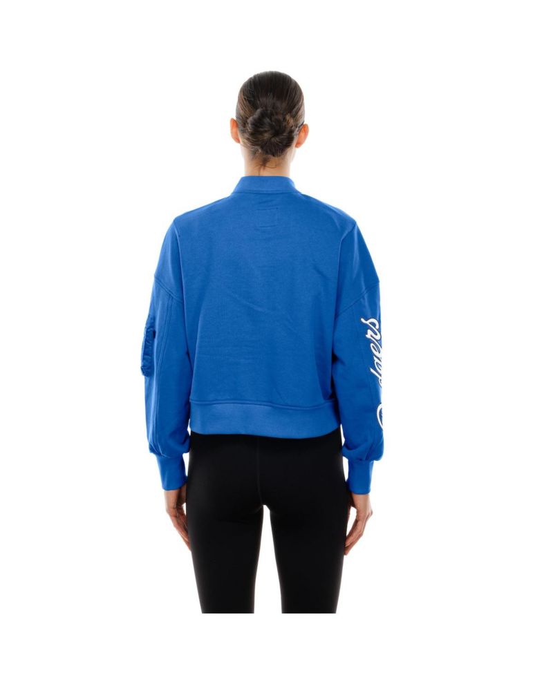 x Alpha Women's Industries Royal Los Angeles Dodgers Cropped Full-Zip Jacket