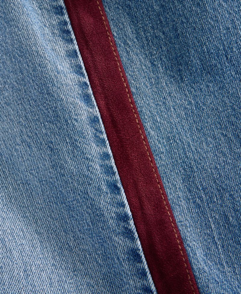 Women's High-Waisted Wide-Leg Suede Side-Stripe Jeans, Regular & Short