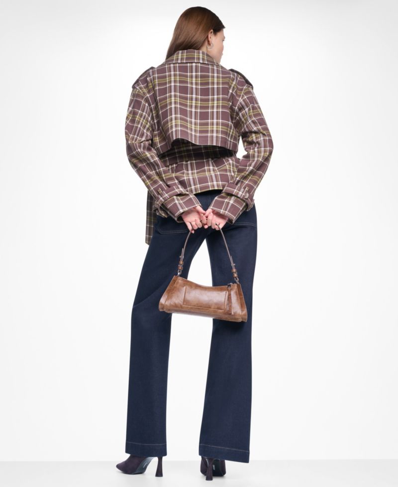 Women's Plaid Double-Breasted Short Trench Jacket