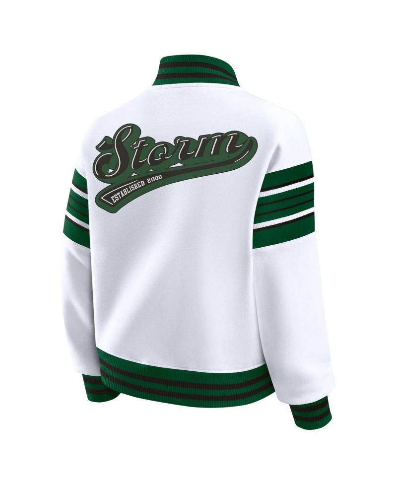 Women's White/Green Seattle Storm Full-Snap Fleece Sweatshirt Jacket