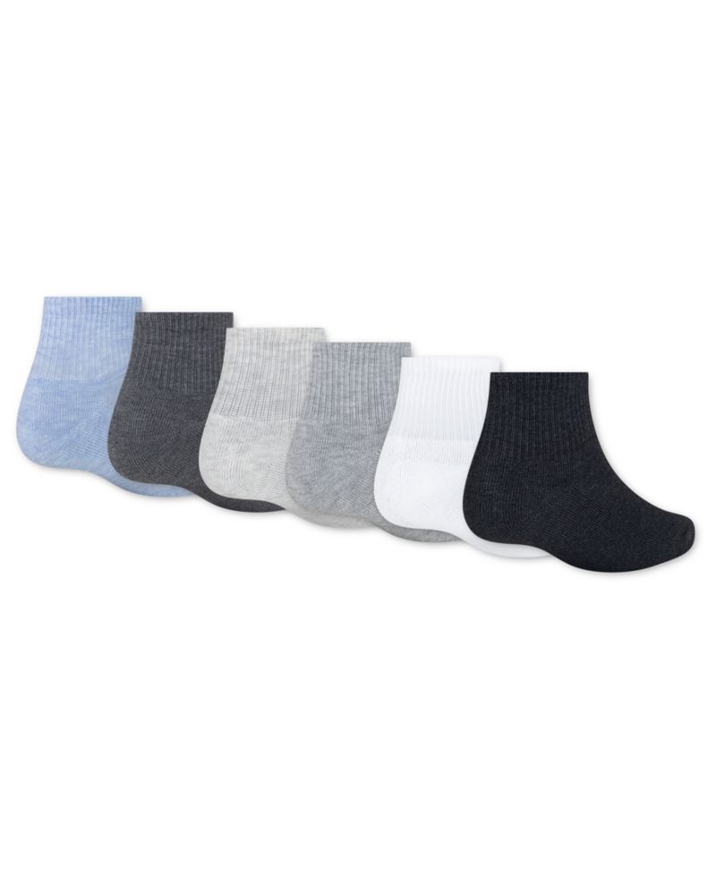 Boys' and Girls' Everyday Essentials Cushioned Ribbed Ankle Socks, 6-Pack