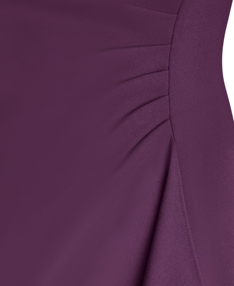 Women's Bubble-Sleeve Scuba Crepe Ruched Sheath Dress