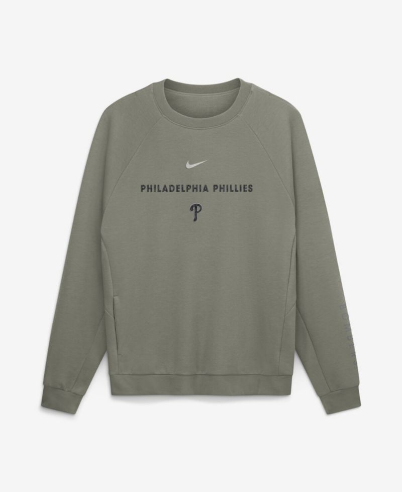 Men's Olive Philadelphia Phillies Statement Primary Raglan Dri-FIT Sweatshirt