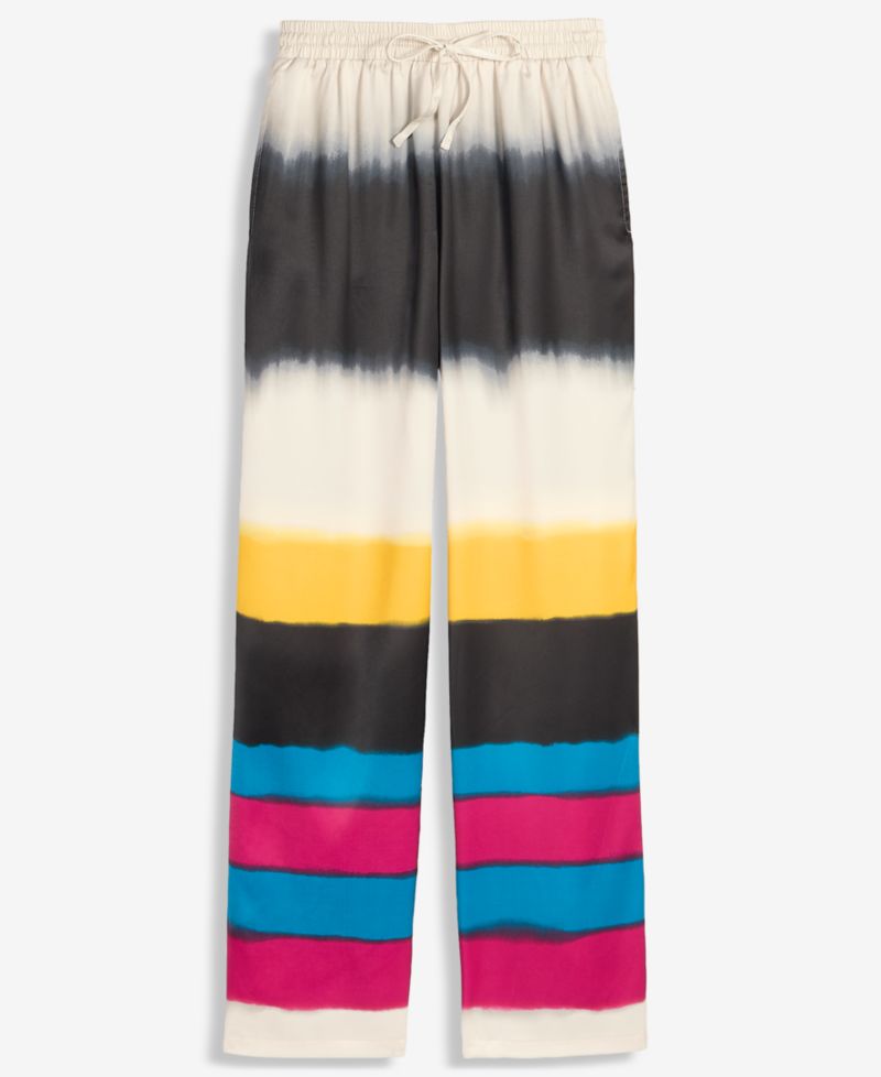 Women's Stripe Print Satin Tie-Waist Pant