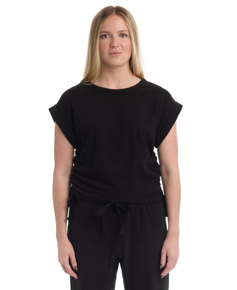 Women's Round Neck Side Drawstrings Tee