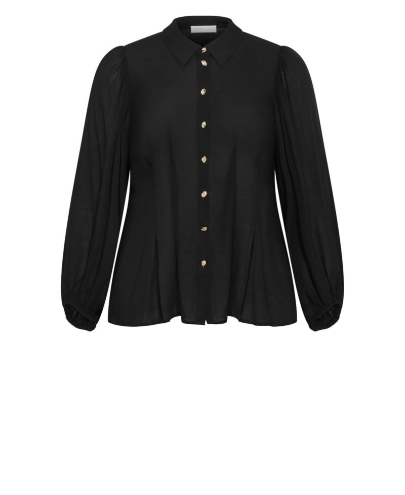 Plus Size Piper Button-Up Collared Relaxed-Fit Long-Sleeve Shirt