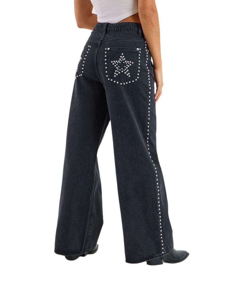 Women's Star Studded Baggy Denim Jeans