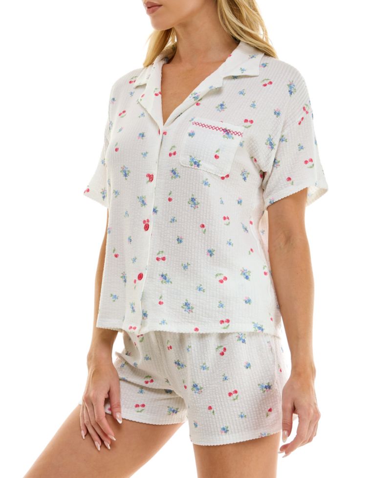 Women's Short-Sleeve Top and Pull-On Shorts, 2-Piece Set