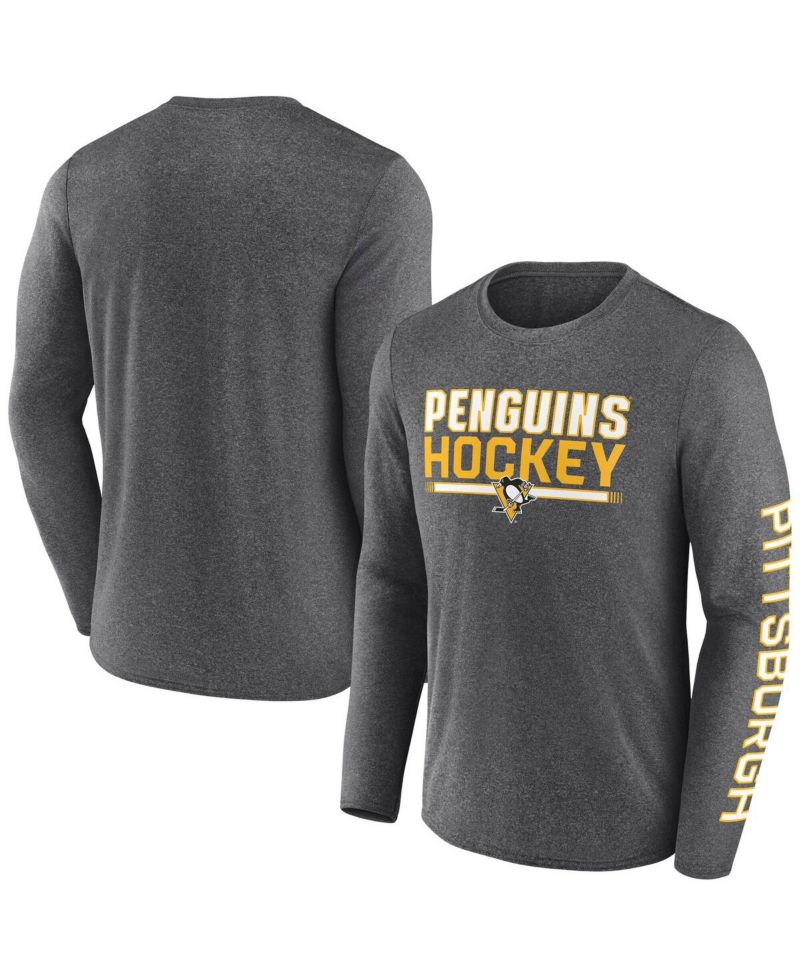 Men's Heather Charcoal Pittsburgh Penguins Sweep Iconic Synthetic Long Sleeve T-Shirt