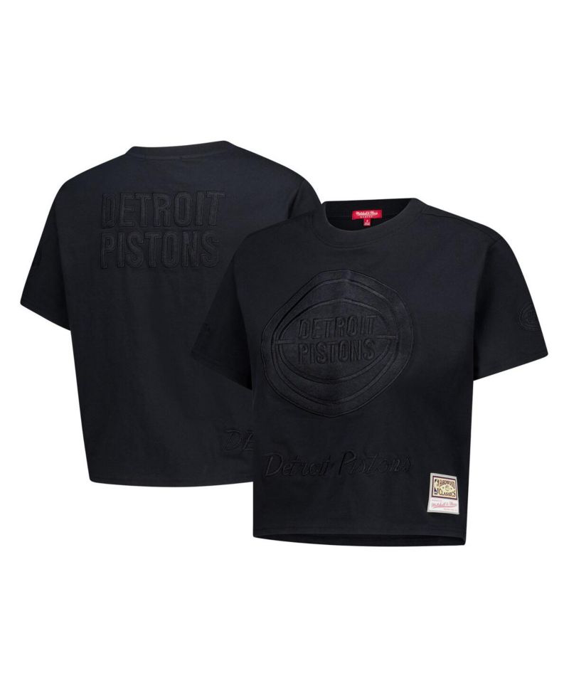 Women's Black Detroit Pistons Phantom Cropped T-Shirt