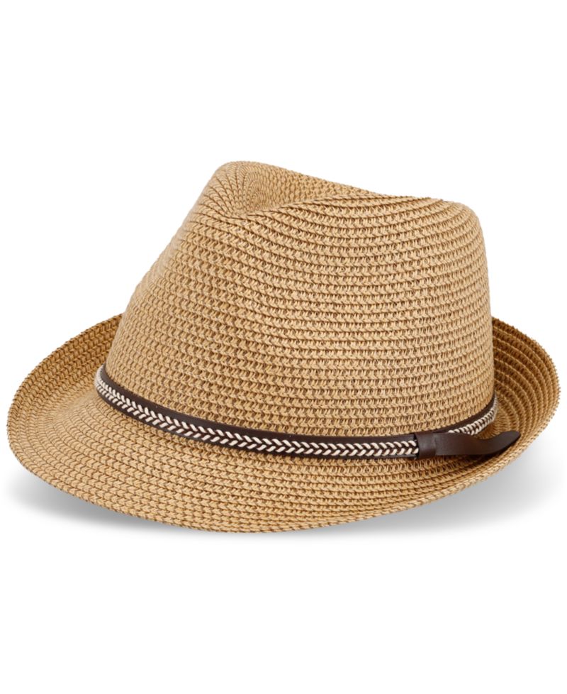 Men's Two-Tone Straw Fedora Hat